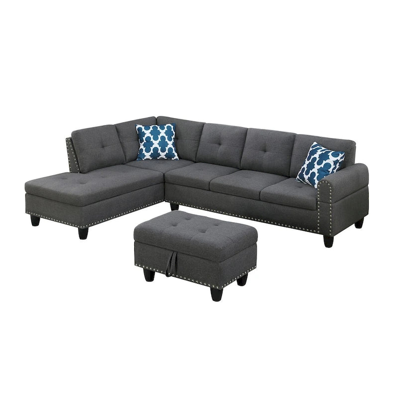 Canapé sectionnel gauche de 98 po de large avec ottoman — 98" L x 71" P x 33" H
