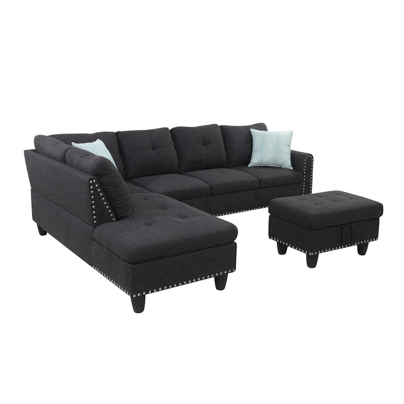 Canapé sectionnel gauche de 98 po de large avec ottoman — 98" L x 71" P x 33" H