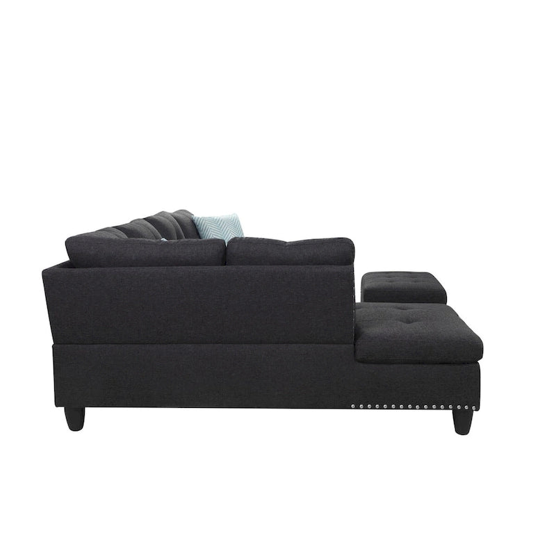 Canapé sectionnel gauche de 98 po de large avec ottoman — 98" L x 71" P x 33" H