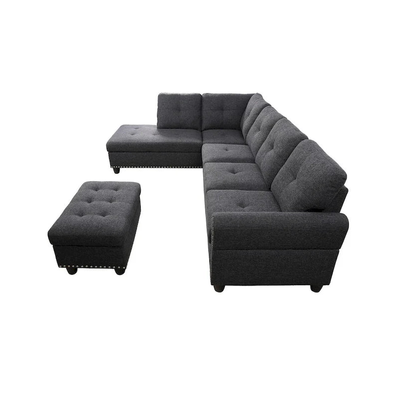Canapé sectionnel gauche de 98 po de large avec ottoman — 98" L x 71" P x 33" H