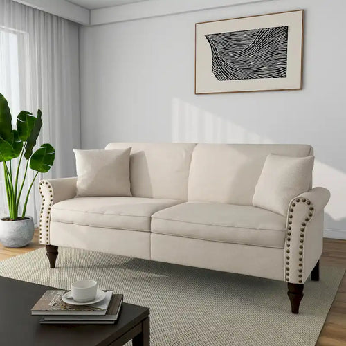 73 Sofa with Nailhead Trim Rolled Arms