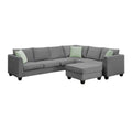 Canapé d'angle modulable 7 places de 112 pouces avec pouf et trois coussins - 112L x 87P x 33H