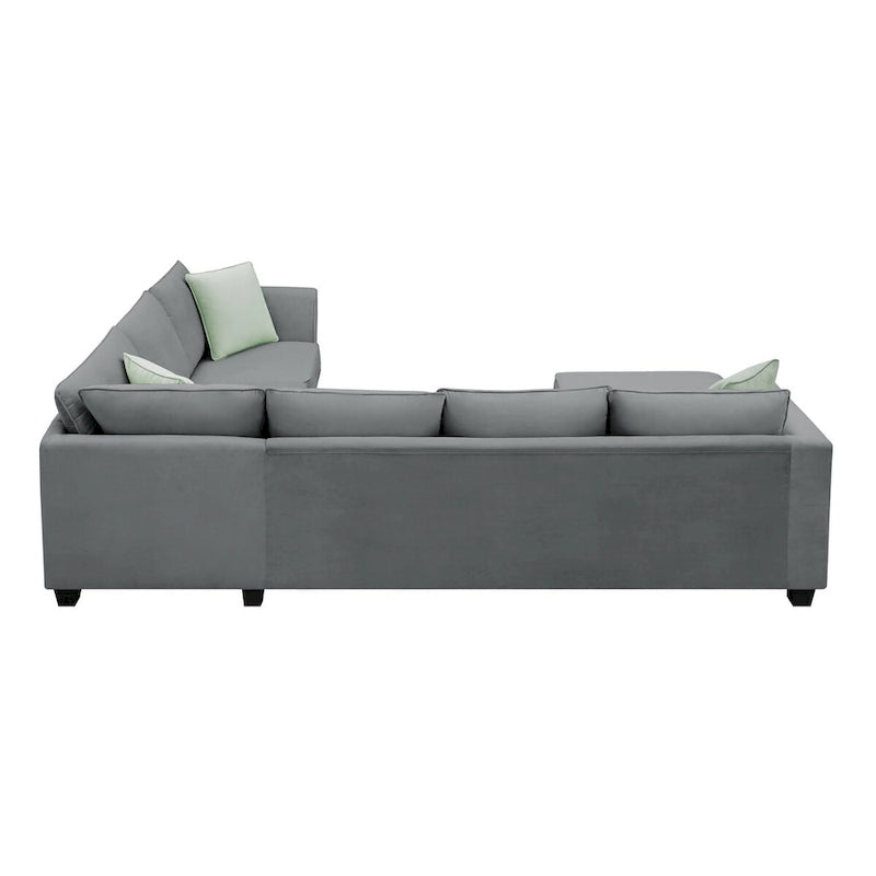Canapé d'angle modulable 7 places de 112 pouces avec pouf et trois coussins - 112L x 87P x 33H
