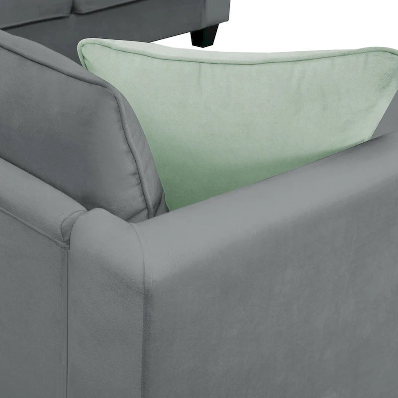 Canapé d'angle modulable 7 places de 112 pouces avec pouf et trois coussins - 112L x 87P x 33H