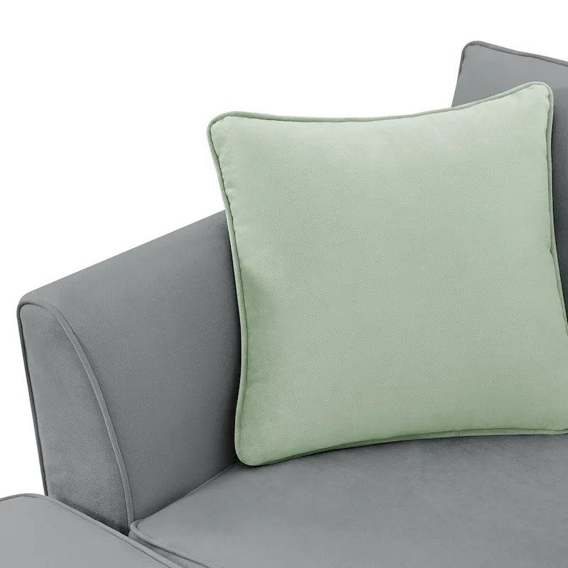 Canapé d'angle modulable 7 places de 112 pouces avec pouf et trois coussins - 112L x 87P x 33H