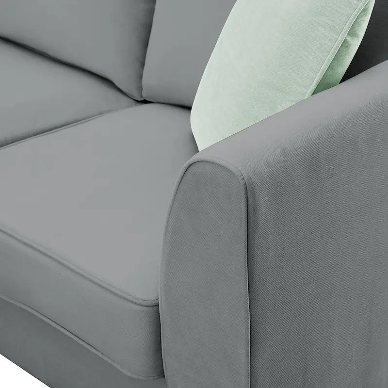 Canapé d'angle modulable 7 places de 112 pouces avec pouf et trois coussins - 112L x 87P x 33H