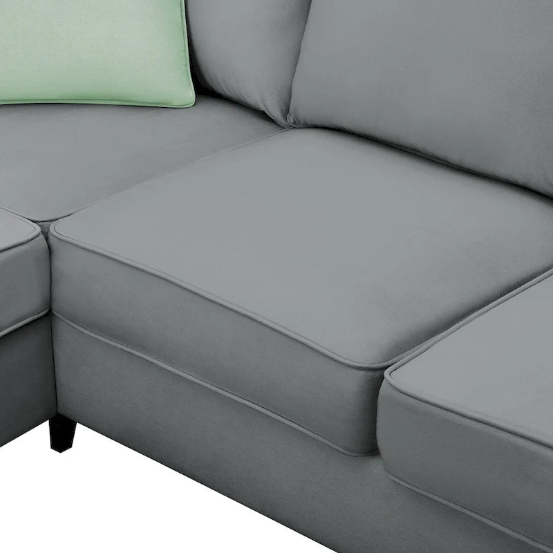 Canapé d'angle modulable 7 places de 112 pouces avec pouf et trois coussins - 112L x 87P x 33H
