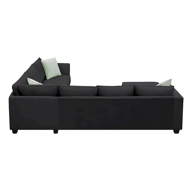 Canapé d'angle modulable 7 places de 112 pouces avec pouf et trois coussins - 112L x 87P x 33H