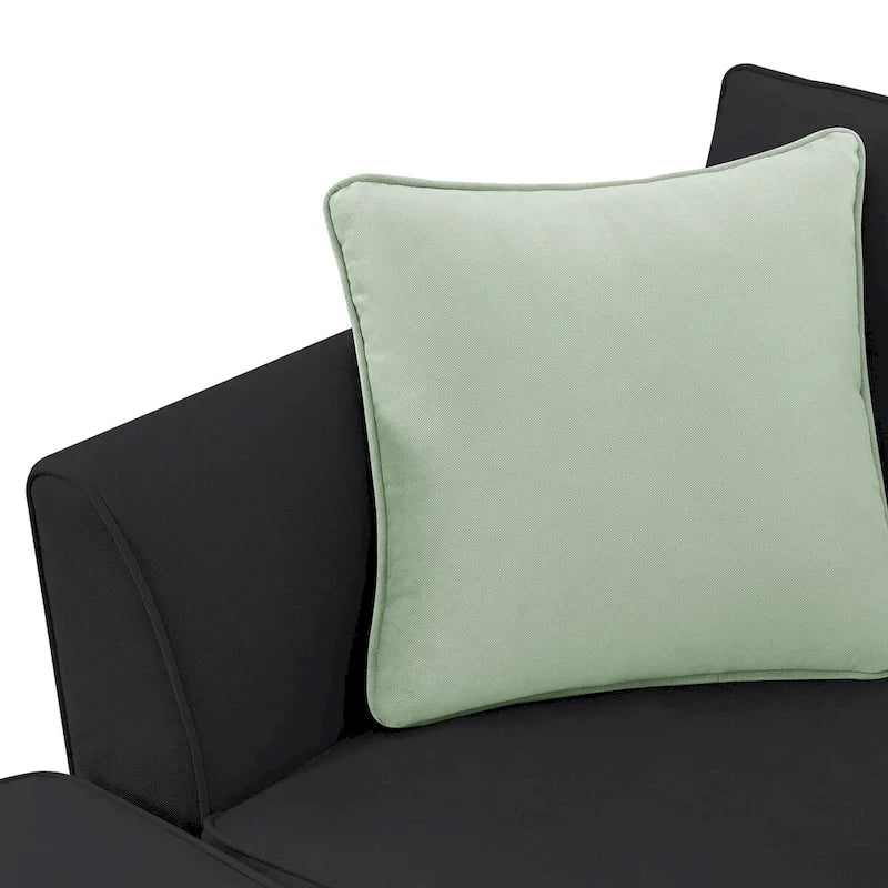 Canapé d'angle modulable 7 places de 112 pouces avec pouf et trois coussins - 112L x 87P x 33H