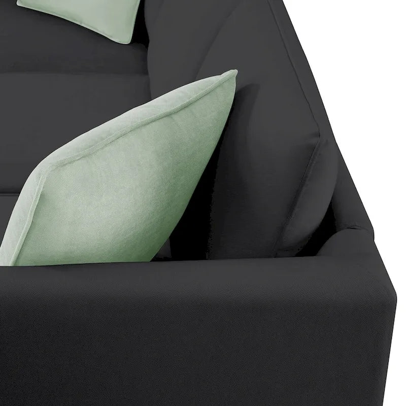 Canapé d'angle modulable 7 places de 112 pouces avec pouf et trois coussins - 112L x 87P x 33H