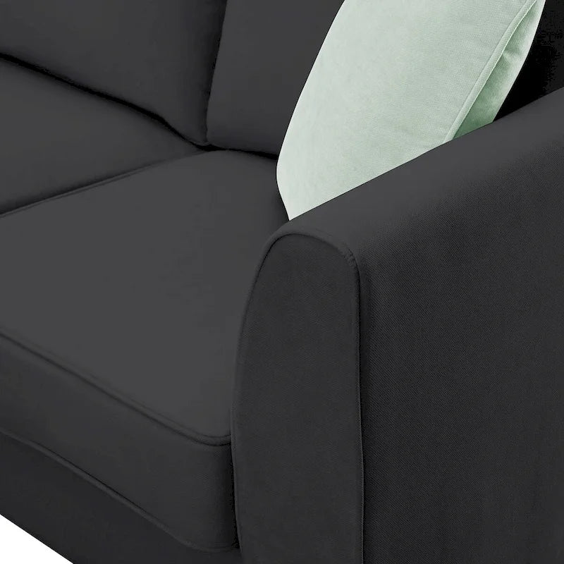 Canapé d'angle modulable 7 places de 112 pouces avec pouf et trois coussins - 112L x 87P x 33H