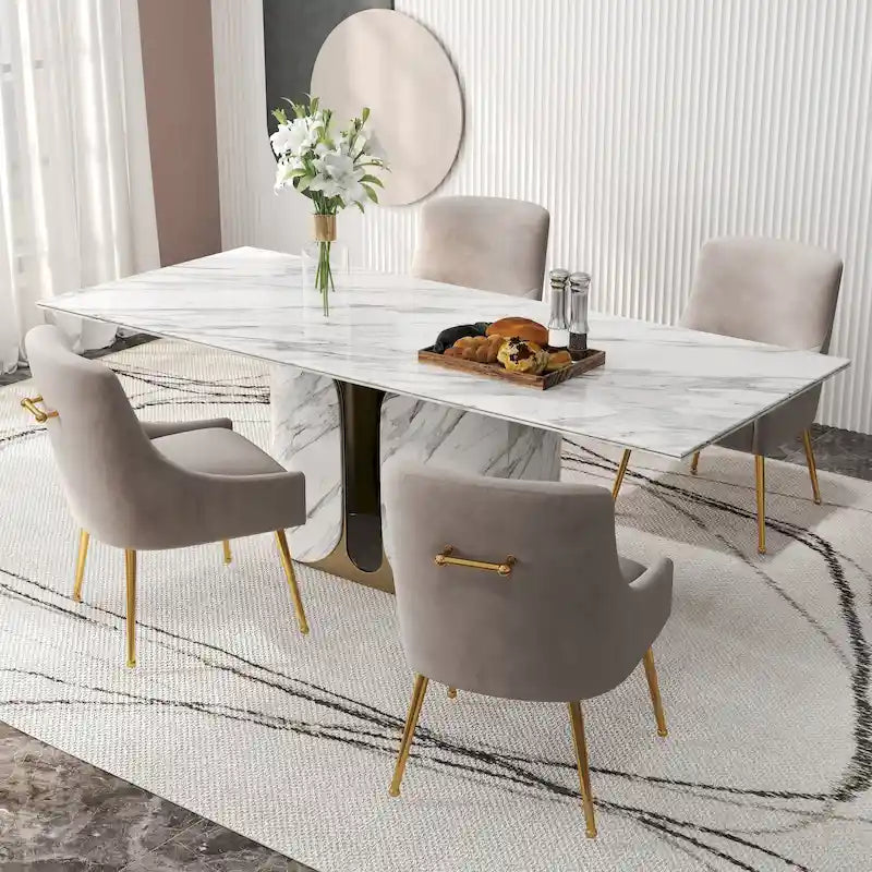 Chaises de salle à manger tapissées de velours (lot de 4) — Chaises d'appoint modernes de luxe léger sans accoudoirs