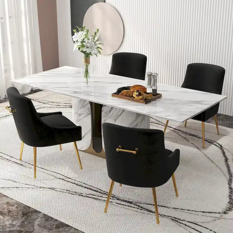 Chaises de salle à manger tapissées de velours (lot de 4) — Chaises d'appoint modernes de luxe léger sans accoudoirs