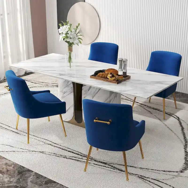 Chaises de salle à manger tapissées de velours (lot de 4) — Chaises d'appoint modernes de luxe léger sans accoudoirs