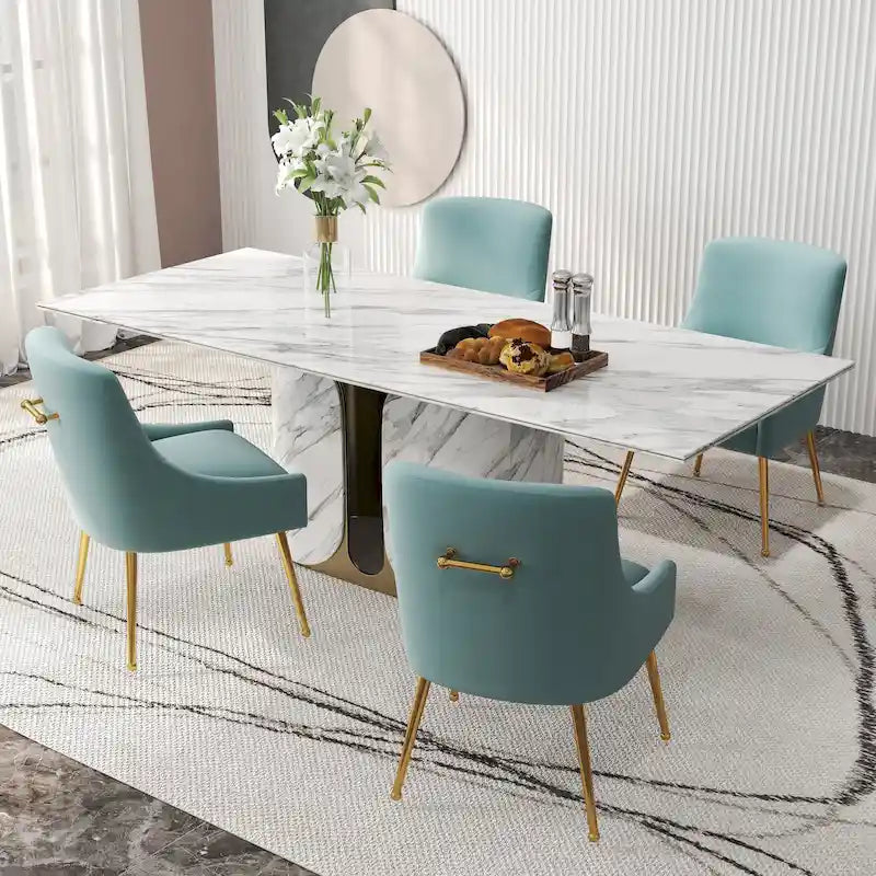 Chaises de salle à manger tapissées de velours (lot de 4) — Chaises d'appoint modernes de luxe léger sans accoudoirs