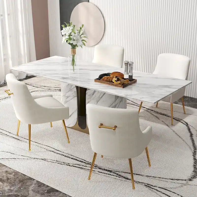 Chaises de salle à manger tapissées de velours (lot de 4) — Chaises d'appoint modernes de luxe léger sans accoudoirs