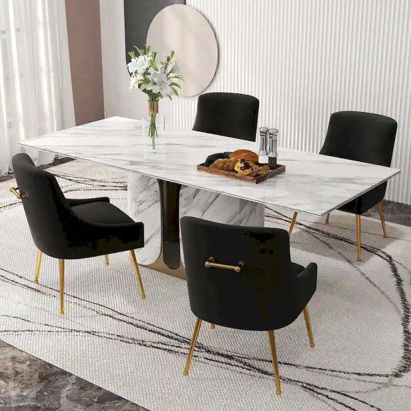 Chaises de salle à manger tapissées de velours (lot de 4) — Chaises d'appoint modernes de luxe léger sans accoudoirs