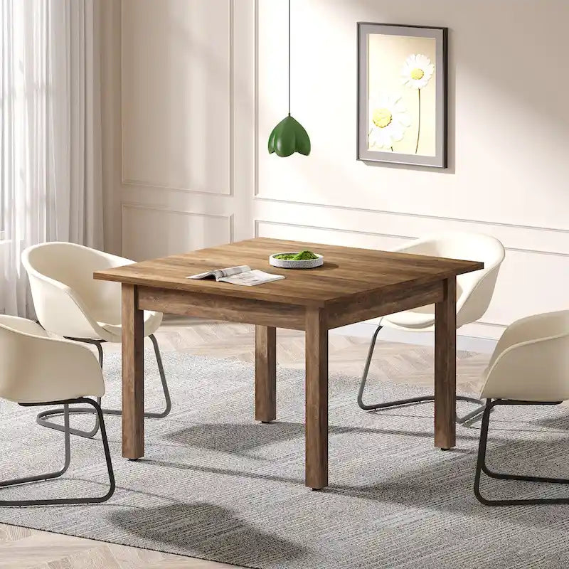 Table de conférence carrée de 100 cm avec pieds en bois massif pour salle de réunion