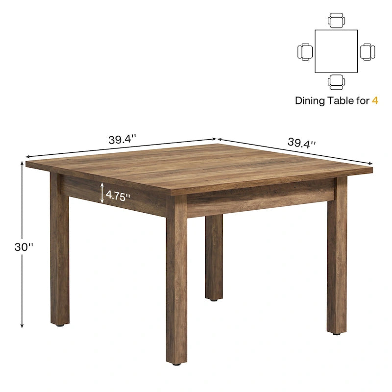 Table de conférence carrée de 100 cm avec pieds en bois massif pour salle de réunion