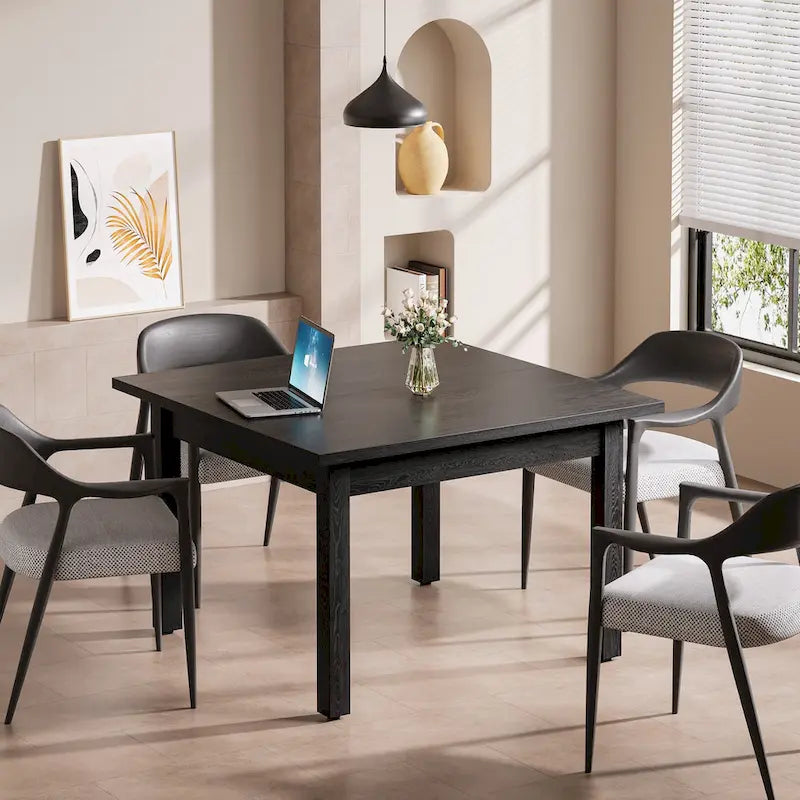 Table de conférence carrée de 100 cm avec pieds en bois massif pour salle de réunion