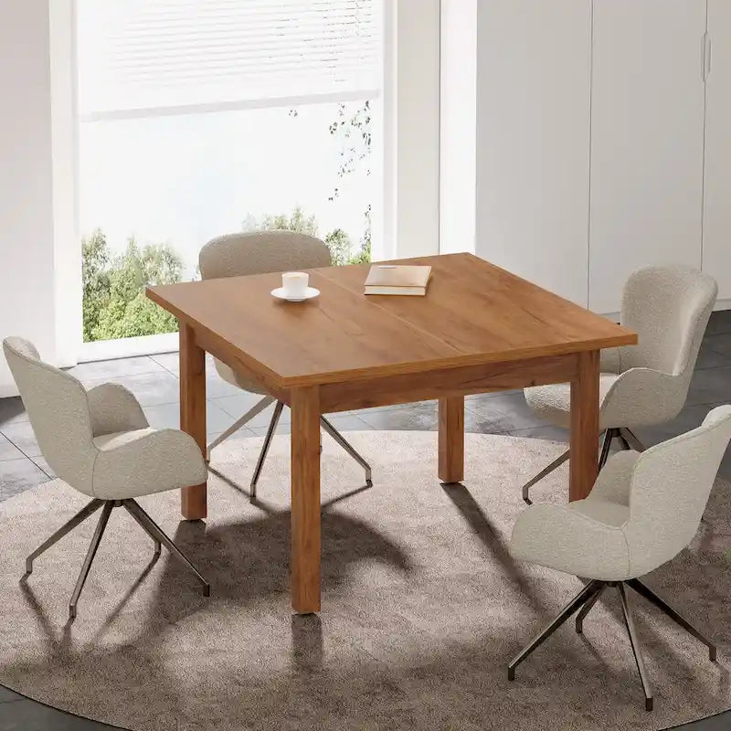 Table de conférence carrée de 100 cm avec pieds en bois massif pour salle de réunion