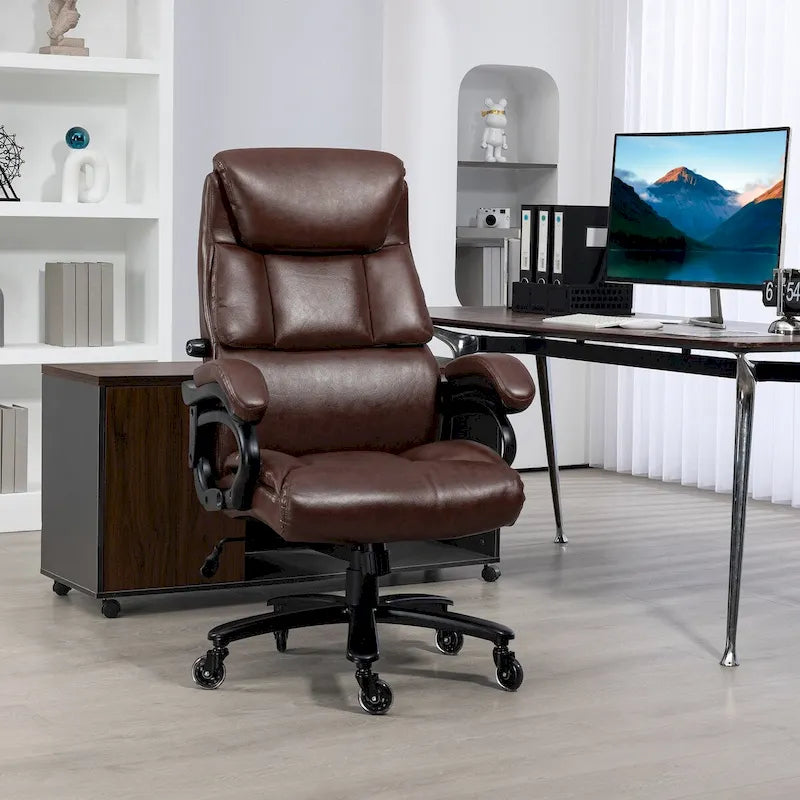 Chaise de bureau de direction à dossier haut, capacité de charge de 400 livres, en cuir PU, chaise d'ordinateur réglable en hauteur.