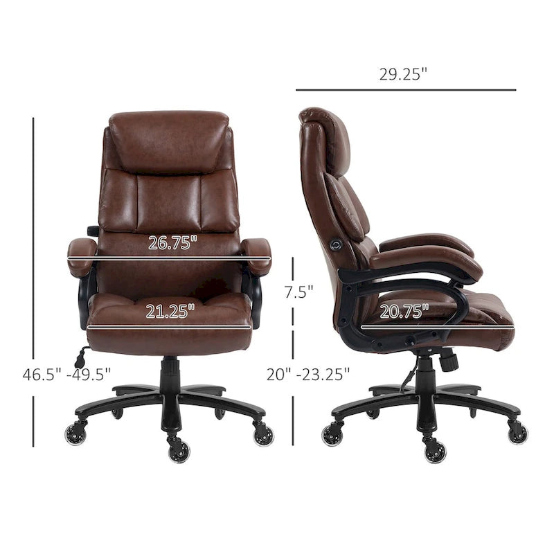 Chaise de bureau de direction à dossier haut, capacité de charge de 400 livres, en cuir PU, chaise d'ordinateur réglable en hauteur.
