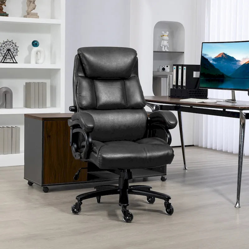 Chaise de bureau de direction à dossier haut, capacité de charge de 400 livres, en cuir PU, chaise d'ordinateur réglable en hauteur.