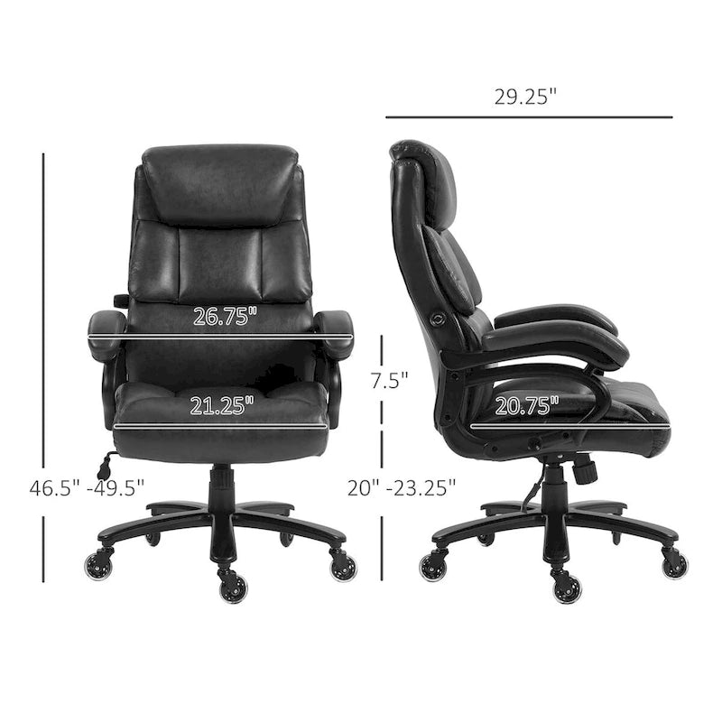 Chaise de bureau de direction à dossier haut, capacité de charge de 400 livres, en cuir PU, chaise d'ordinateur réglable en hauteur.