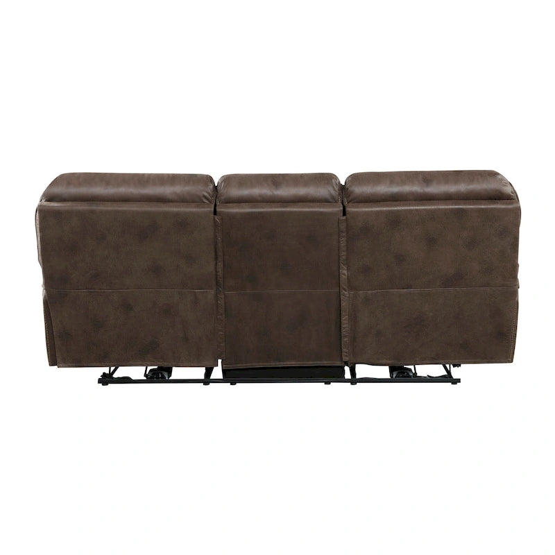 Canapé inclinable électrique deux places de 90 pouces avec ports de chargement USB — Tissu en microfibre marron