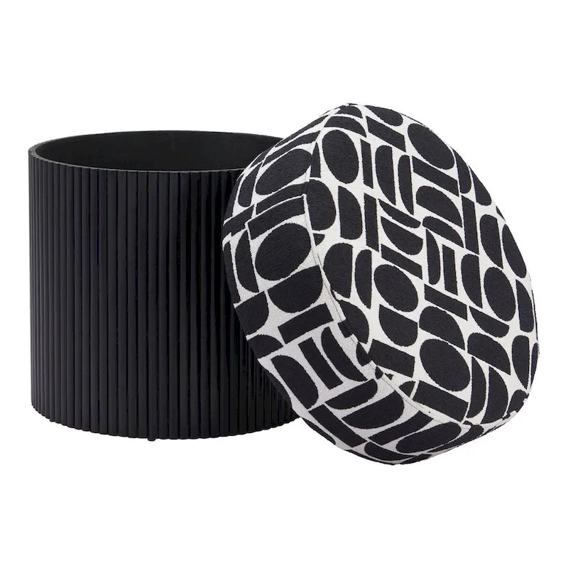 Repose-pieds de rangement, noir et blanc