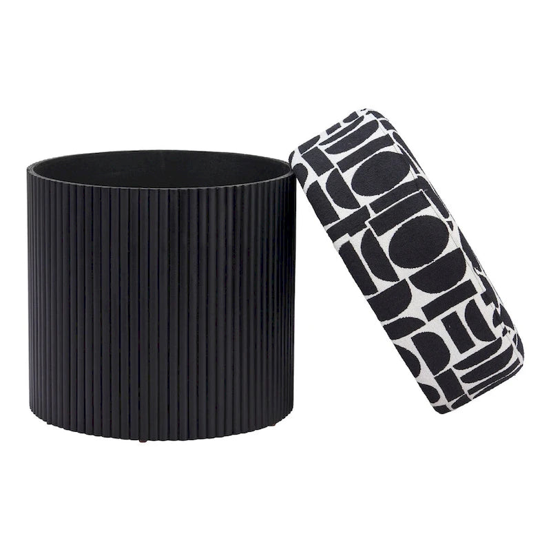 Repose-pieds de rangement, noir et blanc