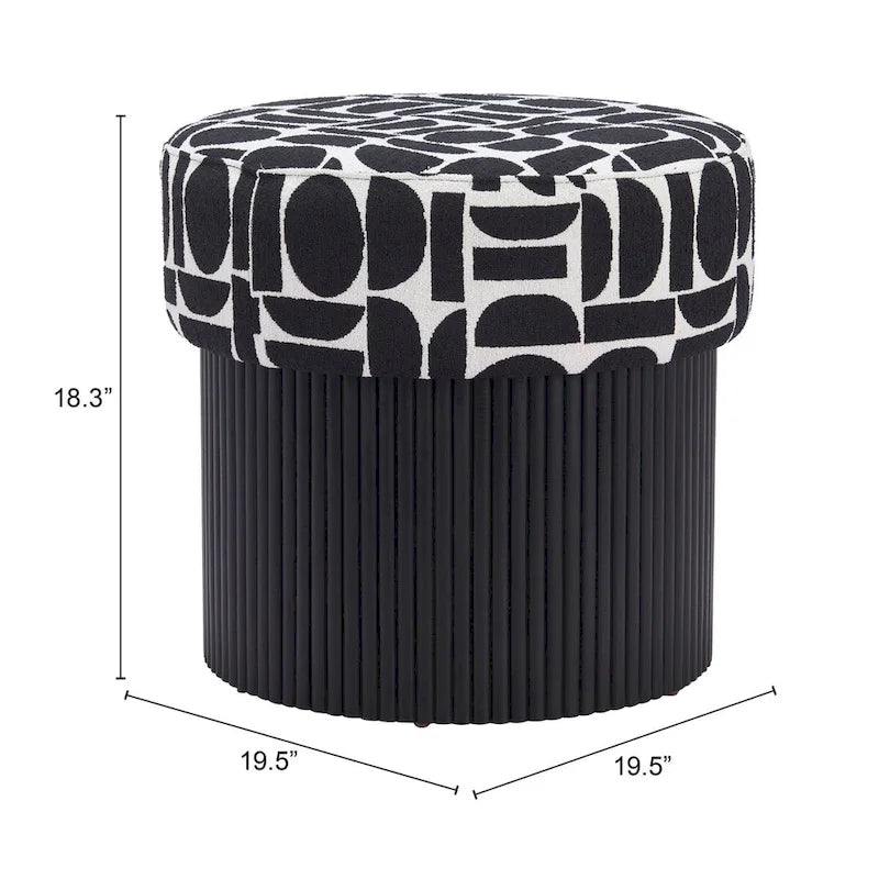 Repose-pieds de rangement, noir et blanc