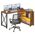 Bureau d'angle réversible en L — Bureau informatique et de jeu avec étagères