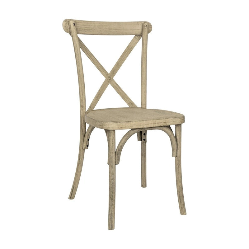 Chaise à dossier croisé en résine aspect bois de qualité commerciale pour intérieur/extérieur - 48,9 cm L x 50,2 cm P x 89,5 cm H