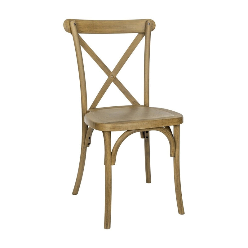 Chaise à dossier croisé en résine aspect bois de qualité commerciale pour intérieur/extérieur - 48,9 cm L x 50,2 cm P x 89,5 cm H