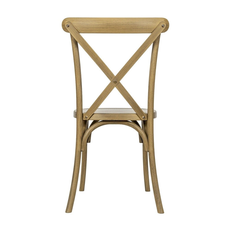 Chaise à dossier croisé en résine aspect bois de qualité commerciale pour intérieur/extérieur - 48,9 cm L x 50,2 cm P x 89,5 cm H