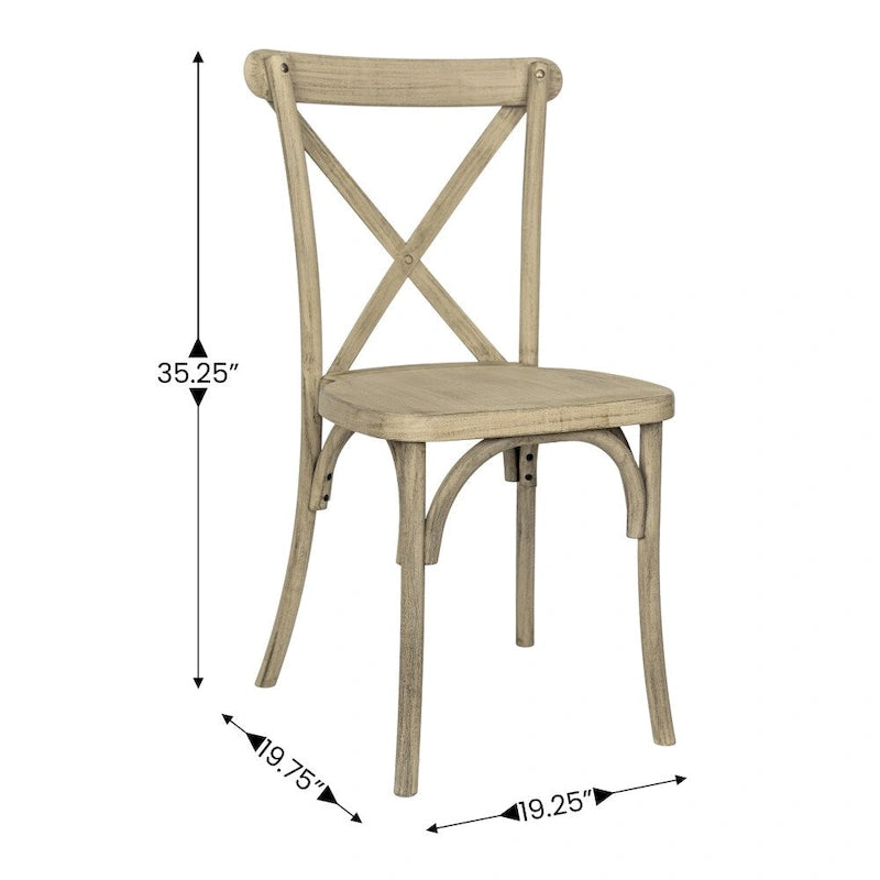 Chaise à dossier croisé en résine aspect bois de qualité commerciale pour intérieur/extérieur - 48,9 cm L x 50,2 cm P x 89,5 cm H