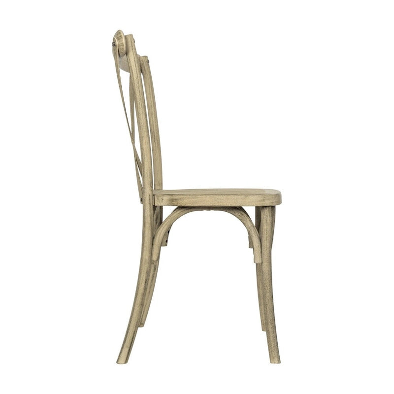 Chaise à dossier croisé en résine aspect bois de qualité commerciale pour intérieur/extérieur - 48,9 cm L x 50,2 cm P x 89,5 cm H