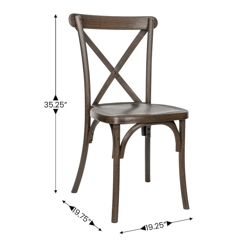 Chaise à dossier croisé en résine aspect bois de qualité commerciale pour intérieur/extérieur - 48,9 cm L x 50,2 cm P x 89,5 cm H
