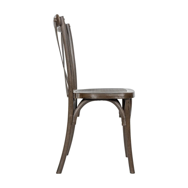 Chaise à dossier croisé en résine aspect bois de qualité commerciale pour intérieur/extérieur - 48,9 cm L x 50,2 cm P x 89,5 cm H