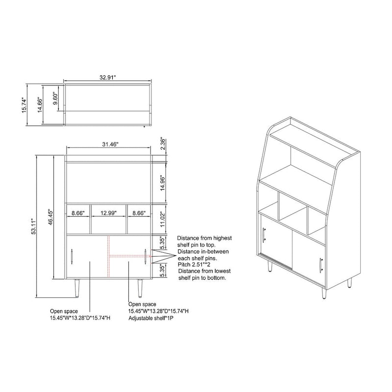 Buffet de rangement moderne à plusieurs niveaux marron